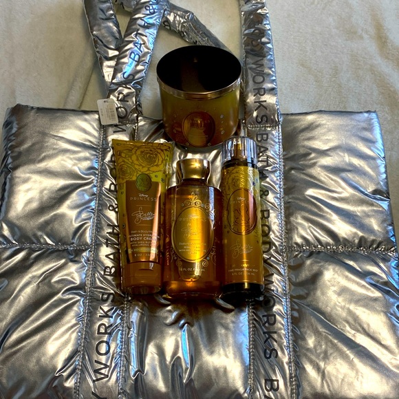 Bath & Body Works Other - NWT Bath and Body Works silver bag with Disney Princess Belle set